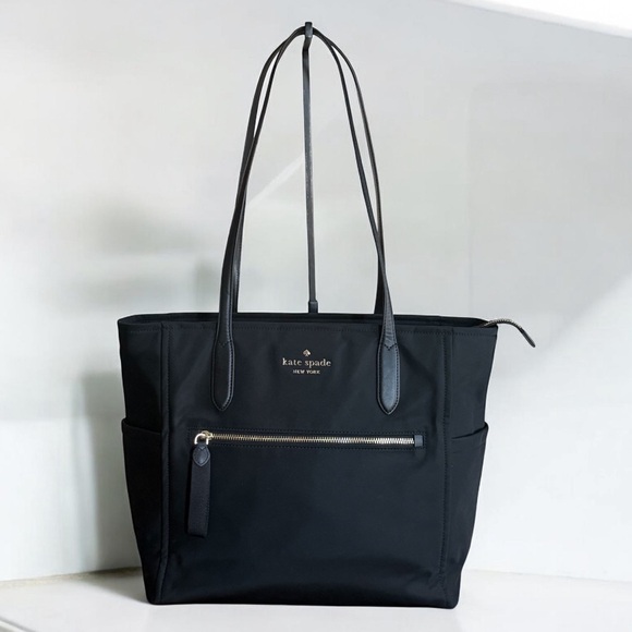 kate spade Handbags - Authentic Kate Spade Black Nylon Tote Bag with Leather Accents